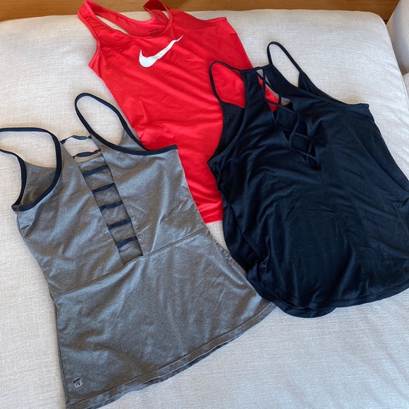 Nike Tops - 2 workout tops black gray and red. Black no longer available
